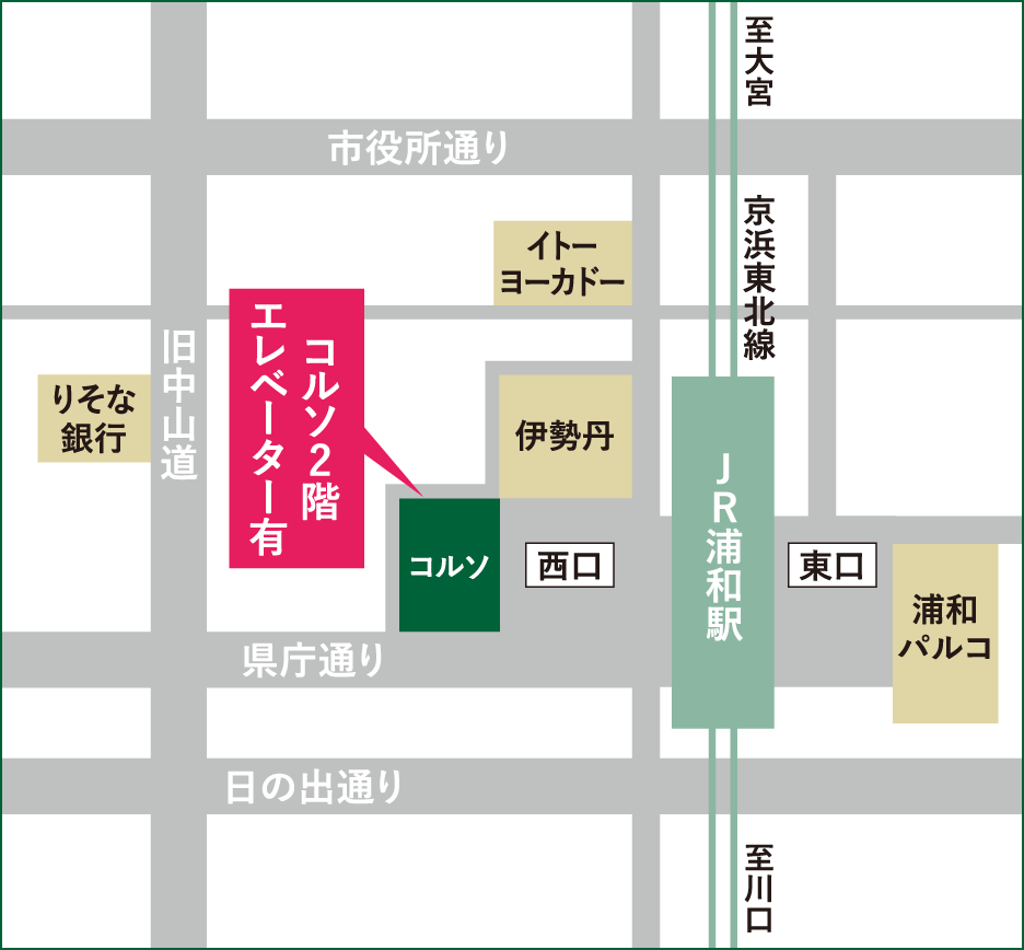 ヒヤリングストア浦和コルソ店地図